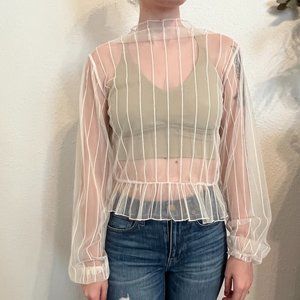 Oak + Fort Sheer Long Sleeve Blouse